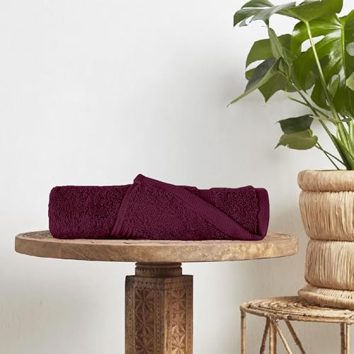 Image of Divine Casa 100% Cotton Maroon Bath Towel 550 GSM, Ultra Soft & Highly Absorbent, 75x150 cm, Luxury Towel for Bathroom & Gym