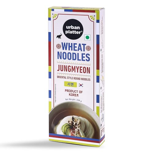 Urban Platter Jungmyeon Wheat Noodles, 250g (Round Korean Noodles | Springy & Chewy Bite | Best for Saucy & Spicy Dishes)