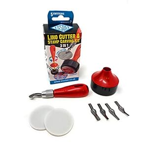 Educational Arts Essdee 3 in 1 Bastelset zum Lino Cutter und Stempel Carving Kit (5 Ausstechformen und 2 Carving Briefmarken)