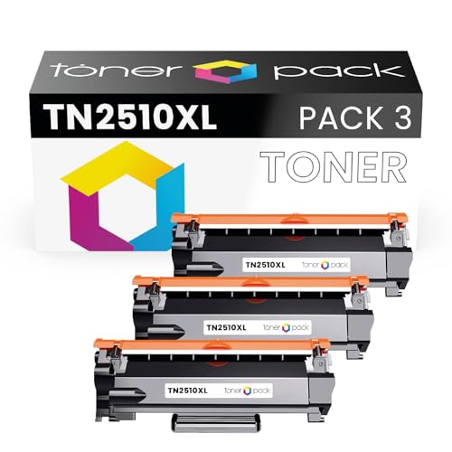 TONER PACK TN2510 TN2510XL Cartucho de Tóner Compatible para Brother MFC-L2800DW HL-L2400DW HL-L2400DWE DCP-L2620DW DCP-L2627DW MFC-L2827DW MFC-L2835DW MFC-L2860DW (3 Unidades)