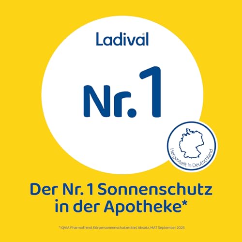 Ladival Sonnenschutz Gel LSF 50+ für allergische Haut - Sonnencreme bei Sonnenallergie und Mallorca-Akne, wasserfest, fettfrei, 4-fach Zellschutz, korallenfreundlich, leichte Gel-Formel, 200ml