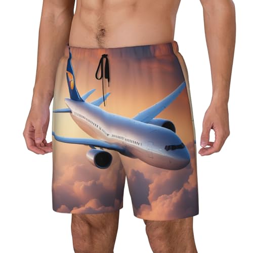 Beautiful Sky Airplane Print Men Stylish Functionality Swim Trunks Breathable Beach Shorts Surfing Gym Fishing2