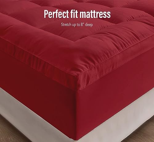 Image of Cloth Fusion 600 GSM Mattress Topper Super King Size Bed, Extra Thick 2 inch Bed Topper for Improved Sleep Quality and Enhanced Comfort (72x84 inches,Maroon)