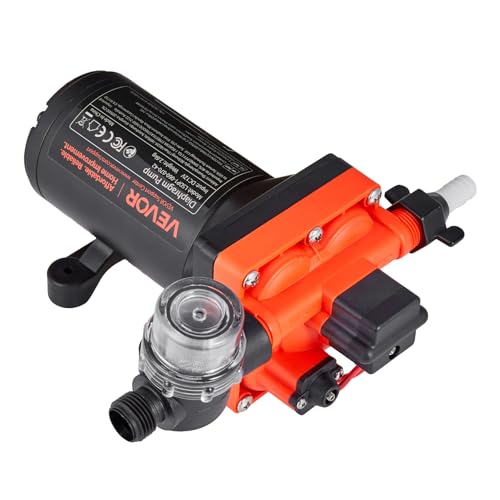 Miniatura 9 de Vevor Bomba De Diafragma, 12 V Dc, 22,7 L Min, Autocebante, De 4 Cámaras Con Presostato Automático Y Presión De 4,8 Bar, Para Autocaravanas, Caravanas, Barcos, Yates Y Lavaderos De Coches, 204 W