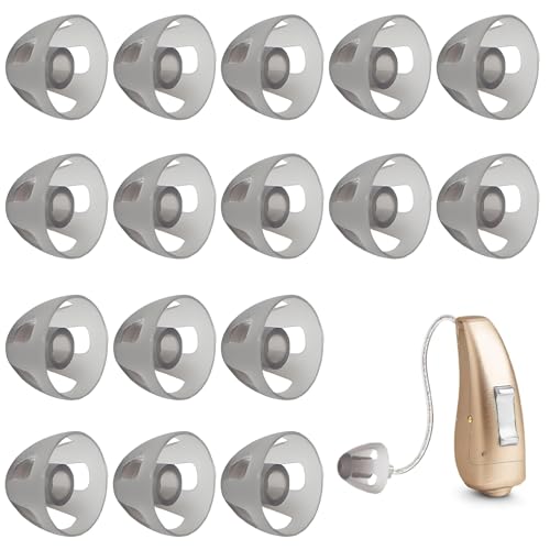 16PCS Hearing Aid Domes Hearing Aid Accessories Soft Silicone Replacements Black Layer Open Dome Removable Hearing Aid Eartips Compatible with Various Hearing Aid Models (9mm/0.35Inch)
