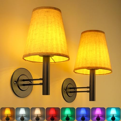 Image of TECOMLIGHT Rechargeable Battery Operated Wall Sconce Set of 2, Wireless LED Wall Lights with Remote & Touch Control, Wall Mounted Lamp Lighting Fixtures for Bedroom Living Room, Matte Black