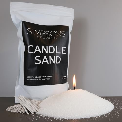 Simpsons of London Candle Sand with Wicks Pearled Candle Wax Granules 1kg Pack White with 35 Wicks