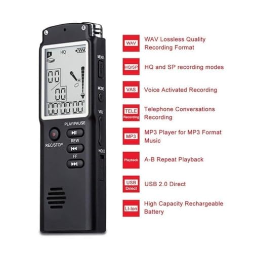 Image of DDLC Digital Mini Voice Recorders -Small Hidden Spy Super Long Storage Capacity 8GB | Date & Time Stamp | Easy to Use | Crystal Clear Sound Digital Recording Mp3 Player (LCD 8GB)