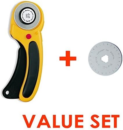 The maximum sharpness / Made in Japan /OLFA 45 mm tungsten steel Ergonomic Rotary Cutter & 45mm Rotary Blade Refill, 1-Pack Value Set