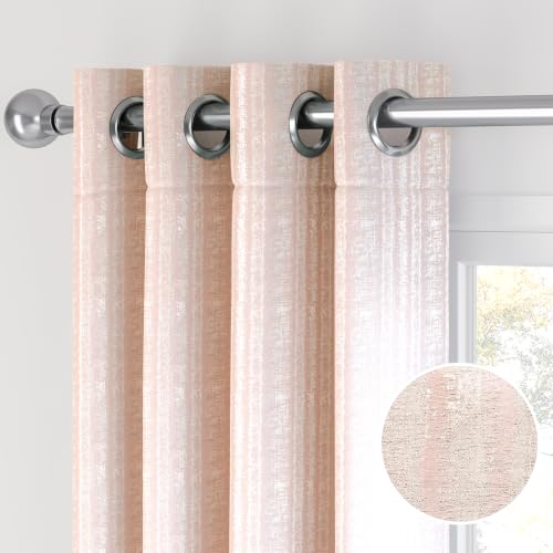 Image of HOKIPO Royal Blend Eyelet Curtain 7 Feet Long Single Panel, Blush Pink