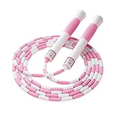 縄跳び 小学生 なわとび ビーズロープ 初心者 子供用 小学生 幼児 3〜12歳対応 軽量設計 飛びやすい ねじれ防止＆滑り止めハンドル 安全PVC高耐磨耗ビーズ 学校・幼稚園・家庭・競技・遊びに最適 長さ調整可 複雑路面対応 (ピンク, 240cm)