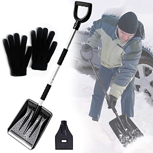 【ROBUSTO E DUREVOLE】 L'impugnatura della pala da neve è realizzata in acciaio inossidabile di alta qualità, che ha una forte resistenza alla ruggine e alla deformazione. Lama leggera, lama resistente, può migliorare la capacità di rimozione della neve, ha una resistenza alla compressione eccellente e un'incredibile tenacità.