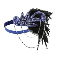 Fascia per capelli vintage con piume per donna, copricapo