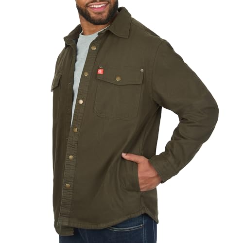 The American Outdoorsman Polar Fleece Lined Canvas Shirt Jacket for Men - Features Double Chest & Lined Hand Warmer Pockets3