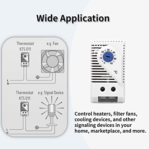 Caredy Mechanical Thermostat, 1Pc 0-60℃ Adjustable Compact Electric Mechanical Thermostat Temperature Controller Switch New Filter Fan, Cooling Equipment (Kts011) #TOP5