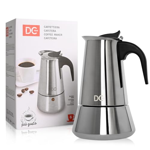 Dc Casa Caffettiera Induzione, Caffettiera Acciaio Inox 6 Tazze, Compatibile con Fornelli a Gas e Induzione