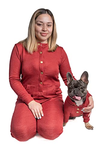 Burgundy Dog Onesie & Long Sleeve Onesie for Women - Cute Stylish Matching Pullover Adult & Dog PJs That are Soft, Stretchy & Breathable - Available in XS - XXL Sizes - X-Large