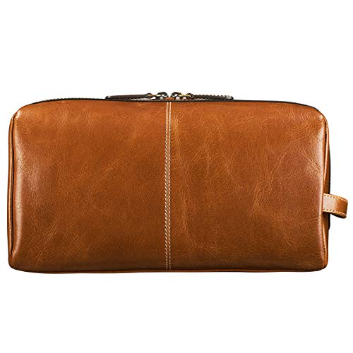 STILORD 647 Kulturtasche Leder Cognac