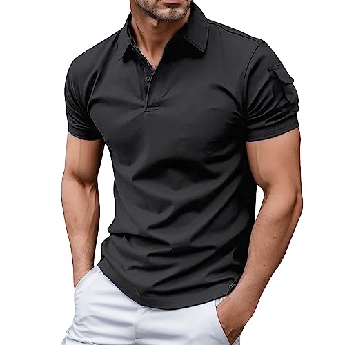Polo à manches courtes pour homme coupe-vent et léger avec boutonnière