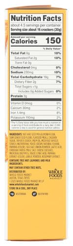 Miniatura 3 de 365 By Whole Foods Market, Crackers Harina de almendras Cheddar, 5 onzas