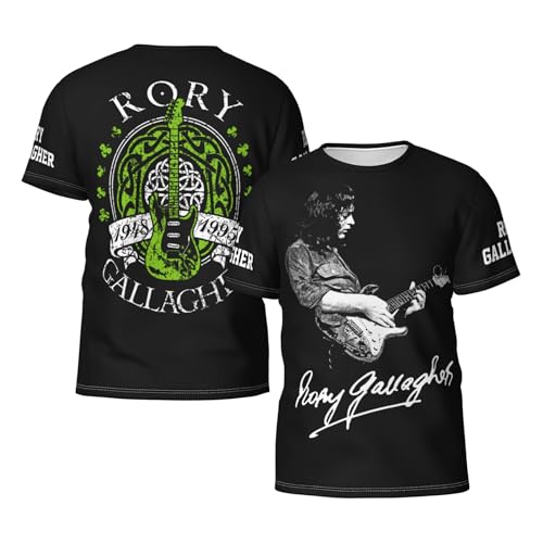 Rory Singer Gallagher T-shirt pour homme – T-shirt graphique groupe de musique rock – Haut d'été décontracté pour les fans – T-shirt léger à manches courtes – Cadeau pour les amateurs de concert et de