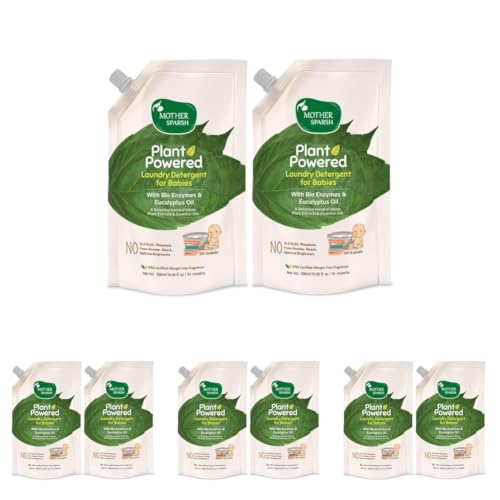 Image of Mother Sparsh Baby Laundry Liquid Detergent (Powered by Plants) with Bio - Enzymes and Eucalyptus Oil - 500ML X 2 (Pack of 4)