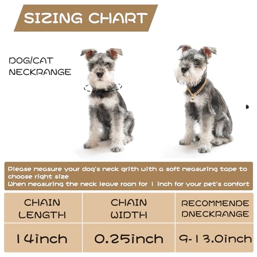 Image of HOWWFALY Dog Collar and Cat Chain Necklace Stainless Steel Adjustable 18K Gold Heart-Shaped Necklace for Small Pets Cats Kitten Puppy (Gold, 14 inch)
