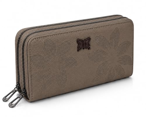 Valerie Women’s Zip Around Wallet with Wrist Strap, Green Khaki - Image 2