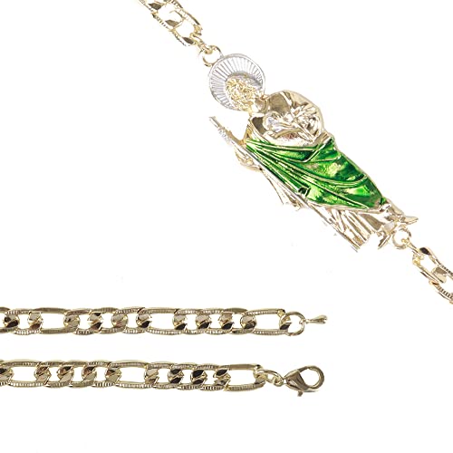 Gold Plate Saint Jude Chain ID Bracelet For Women Men,Esclava San Judas Oro laminado,Mexican cadena de san judas tadeo jewelry y2k accessories3