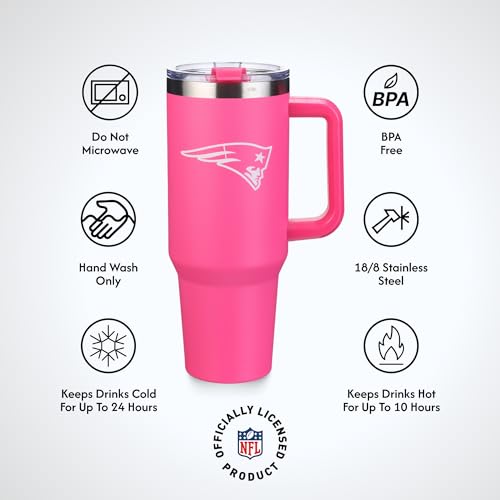 Image of The Memory Company Officially Licensed NFL - New England Patriots 40oz Pink Game Day Tumbler with Team Logo