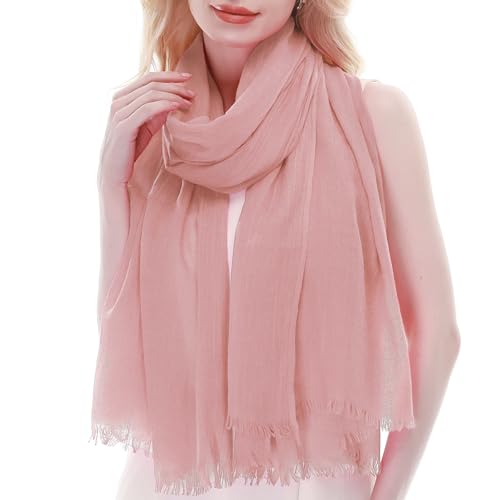 RIIQIICHY Scarf for Women Ladies Lightweight Scarves Pink Pashmina Shawls Wraps Wedding Head Neck Scarfs