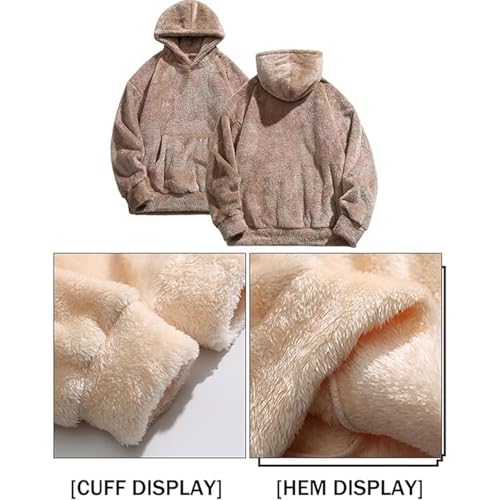 Qozys Fluffy Hoodie, Qozys Hoodie for Men, Fuzzy Sherpa Sweatshirt Pullover Hoodies for Men & Women,4