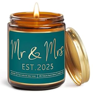 UAREHIBY Wedding Candle Gifts for Couples, Mr & Mrs, Lavender Scent, 9 Ounce, Brown