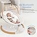 Jool Baby Nova Nature Baby Swing for Newborns with Natural Wood Toys, Electric Motorized Infant Swing, Bluetooth Music, Remote (Oatmeal)