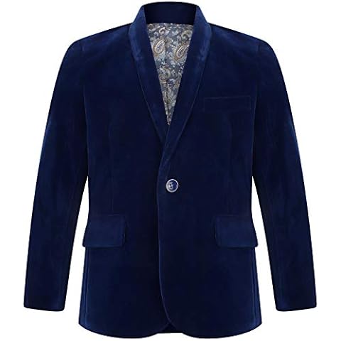 Boys Velvet Blazer Jacket Black Navy Burgundy 1 to 15 Years (13, Navy) Cover