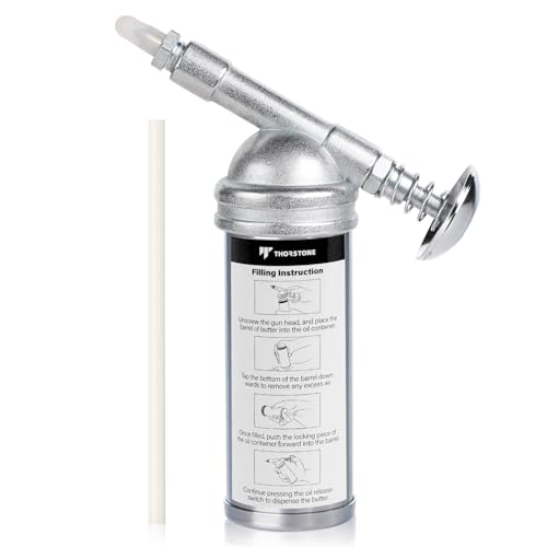 Thorstone Mini Grease Gun 3oz One Handed Operation Push-Type with Needle Nozzle for Lawn Mower Air Tool Bicycle.