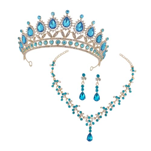 Conjunto nupcial de pendientes colgantes y collar azul para fiesta y cumpleaños