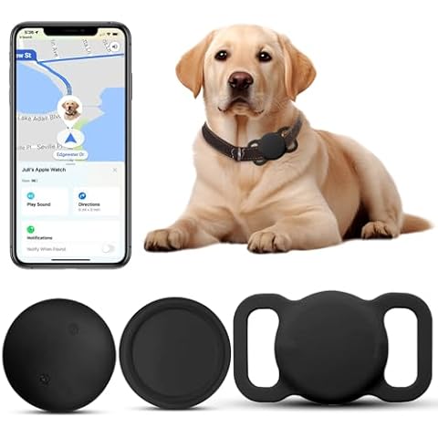 Smart Pet Location Finder, MFi Certified Dog Tracker, No Monthly Fees, Works with Apple Find My (iOS Only), Not GPS Enabled (Black) Cover