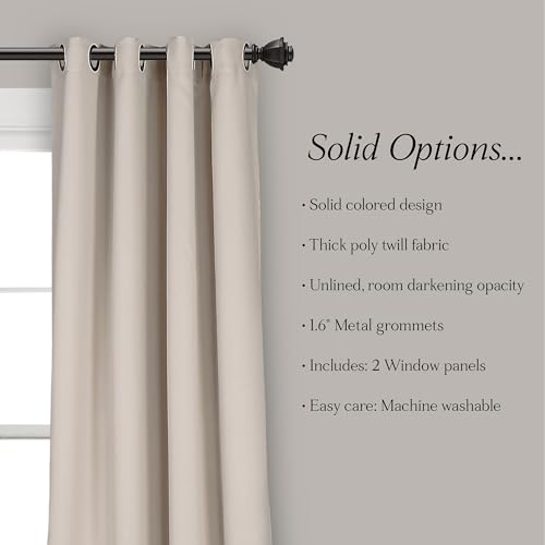 Image of Lush Decor Insulated Grommet Blackout Window Curtain Panels, Pair, 52 inch W x 108 inch L, Wheat - Classic Modern Design - Chic Window Decor - Long Curtains For Living Room, Bedroom, Or Dining Room