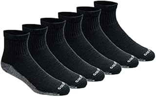 Dickies Men's Dri-Tech Moisture Control Quarter Socks Multi-Pack, Black (6 Pairs), Shoe Size: 6-12