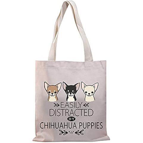 PLITI Chihuahua Tote Bags For Women Chihuahua Lover Gift Chihuahua Mom Canvas Shoulder Bag Chihuahua Puppies Dog Lover Gift(Chihuahua puppy TGU) Cover