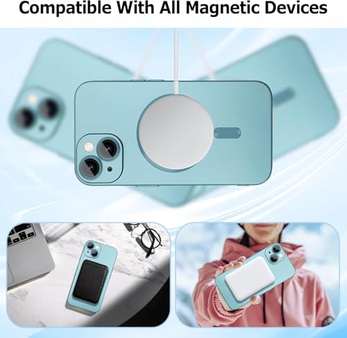 Image of DIZORO Magnetic Case for iPhone 15 Compatible with MagSafe Built-in Camera Lens Protector Slim Soft Silicone Bumper Shockproof Metallic Luster Back Cover Phone Case Sierra Blue