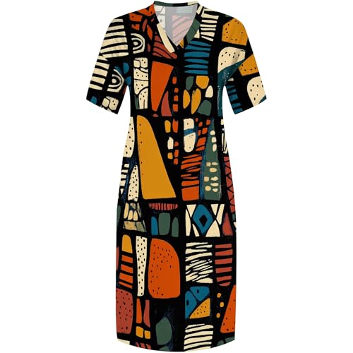 Image of SUZONANA Plus Size Dresses for Curvy Women African Print American Dress Summer Outfits Casual Loose with Pocket
