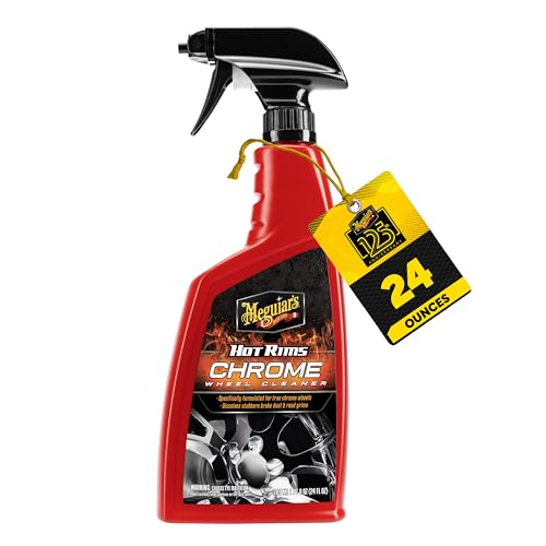 Meguiar's Hot Rims Chrome Wheel Cleaner, Deep Foaming Rim Cleaner Spray Formulated to Effectively Clean Chrome Wheels for an Impeccable Mirror-Like Shine, 24 Oz