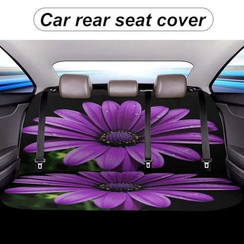 Funda de asiento trasero con diseño de margaritas moradas resistente a arañazos de mascotas 5