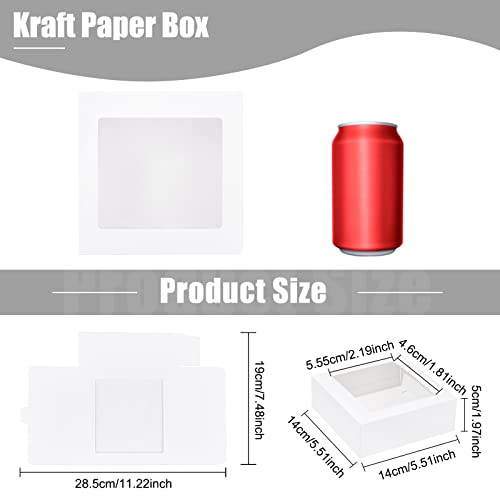BENECREAT 16Packs 14x14x5cm Clear PVC Square Window Gift Boxes, White Kraft Paper Present Boxes for Wedding Gift Chocolates - Image 2