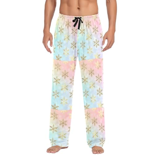 Snowflake Men's Pajamas Pants Cotton Sleep Bottoms Pants Lounge Sleepwear - S2