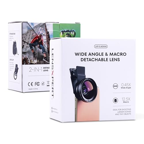 Lente macro 12.5X y gran angular para cámara de teléfono que amplía el encuadre con clip universal