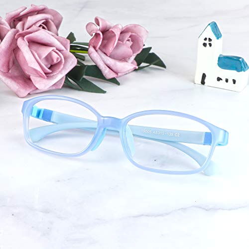 Image of LifeArt Kid Blue Light Blocking Glasses, Filter 85% of Harmful Blue Light, Anti Eyestrain and Blurry, Computer Glasses, Cut UV400 Anti Glare(Blue)