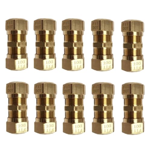 Torque 10 PCS Brass Compression Tube Fitting, Union, 5/8